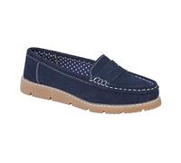 Jo & Joe Women’s Real Suede Leather Penny Loafer Comfortable Smart/Casual Flat Slip-on Boat Shoe in Sizes 4-8