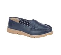 Jo & Joe Women’s Real Suede Leather Penny Loafer Comfortable Smart/Casual Flat Slip-on Boat Shoe in Sizes 4-8 (Royal Blue, UK Footwear Size System, Adult, Women, Numeric, Medium, 6)