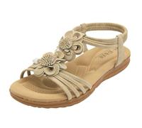 Jo & Joe Womens Floral Cushioned Sandals Ladies Comfortable Holiday Sandals Beige 5