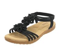 Jo & Joe Womens Floral Cushioned Sandals Ladies Comfortable Holiday Sandals Black 8