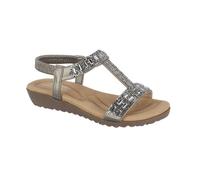 Jo & Joe Womens Floral Cushioned Sandals Ladies Comfortable Holiday Sandals (Pewter Diamante, UK Footwear Size System, Adult, Women, Numeric, Medium, 5)