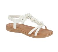 Jo & Joe Womens Floral Cushioned Sandals Ladies Comfortable Holiday Sandals (White, UK Footwear Size System, Adult, Women, Numeric, Medium, 7)