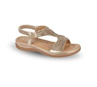 Jo & Joe Womens Jewelled Slingback Sandal, Open Toe Flat Summer Beach Shoes, Padded Insole, Faux Leather (Gold, UK Footwear Size System, Adult, Women, Numeric, Medium, 5)