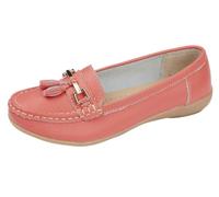 Jo & Joe Womens Nautical Leather Loafer (Coral 5 UK)
