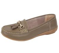 Jo & Joe Womens Nautical Leather Loafer (Latte 5 UK)