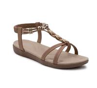 Jo & Joe Womens Strappy Sandals Elastic Back Strap Comfort Flat Open Toe Summer Casual Beach Holiday Shoes (Taupe, UK Footwear Size System, Adult, Women, Numeric, Medium, 6)