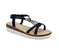 Jo & Joe Womens Strappy Wedge Sandals Elastic Back Strap Platform Sole Comfort Flat Open Toe Summer Casual Beach Holiday Shoes (Navy, UK Footwear Size System, Adult, Women, Numeric, Medium, 7)