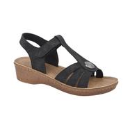 Jo & Joe Womens T-Bar Wedge Sandal, Slingback, Faux Leather, ST Kitts (Black, UK Footwear Size System, Adult, Women, Numeric, Medium, 5)