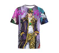 Jo-Jo's Bizar-re Adventu-re Anime Clothes for Unisex, Crew Neck Short Sleeve to.p T-Shirt, Manga Characters Graphic Tshirts, Breathable Running Tees-D||XL