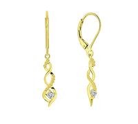 JO WISDOM 925 Sterling Silver Infinity Dangle Drop Earrings 3A Cubic Zirconia with Yellow Gold Plated Jewellery for Women