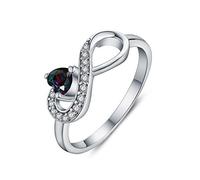 JO WISDOM 925 Sterling Silver Infinity Heart Engagement Ring 3A Cubic Zirconia Rainbow Mystic Topaz Color,V Jewellery for Women