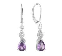 JO WISDOM 925 Sterling Silver Infinity Teardrop Dangle Drop Earrings Cubic Zirconia February Birthstone Amethyst Color Purple Jewellery for Women