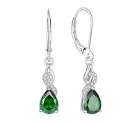 JO WISDOM 925 Sterling Silver Infinity Teardrop Dangle Drop Earrings Cubic Zirconia May Birthstone Emerald Color Green Jewellery for Women