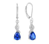 JO WISDOM 925 Sterling Silver Infinity Teardrop Dangle Drop Earrings Cubic Zirconia September Birthstone Sapphire Color Blue Jewellery for Women