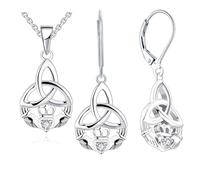 JO WISDOM Claddagh Celtic Knot Necklace Dangle Drop Earrings JewellerySet