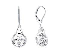 JO WISDOM Claddagh Earrings,Celtic Knot Aprila Birthstone Cubic Zirconia Drop Dangle Earrings Irish Jewellery for Women