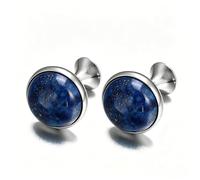 JO WISDOM Cufflinks for Men Turquoise/Tiger Eye/Lapis Lazuli/Black Onyx Round Classic Wedding Business Shirt Cuff Links Set, Copper, lapis lazuli