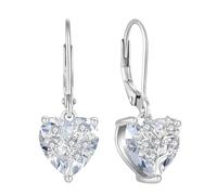 JO WISDOM Heart Earrings 925 Sterling Silver Family Tree of Life Dangle Drop Earrings 3A Cubic Zirconia April Birthstone Jewellery for Women