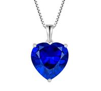 JO WISDOM Heart Necklace,925 Sterling Silver Pendant Necklace 3A Cubic Zirconia September Birthstone Sapphire Color Blue Jewellery for Women