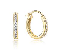 JO WISDOM Hoop Earrings,925 Sterling Silver AAA Cubic Zironia Hoop Earrings with Yellow Gold Plated,Jewellery for Women