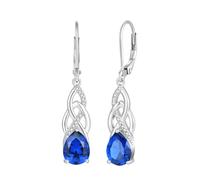 JO WISDOM Infinity Celtic Knot Earrings 925 Sterling Silver Drop Dangle Cubic Zirconia September Birthstone Sapphire Blue Color Earrings Irish Jewellery for Women