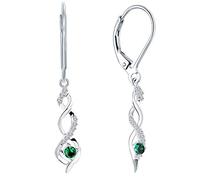JO WISDOM Infinity Dangle Drop Earrings 3A Cubic Zirconia May Birthstone Emerald Color Green Jewellery for Women