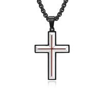 JO WISDOM Men's Cross Necklace 316L Stainless Steel Large Jesus Christ Pendant Religious Jewelry Silver Chain 24"