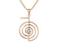 JO WISDOM Reiki Cho Ku Rei Necklace,925 Sterling Silver Healing Energy Yoga Power Pendant Necklace with AAA Cubic Zirconia with Rose Gold Plated