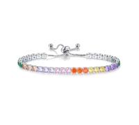 JO WISDOM Tennis Bracelets for Women 4mm Cubic Zirconia Two Color Birthstone Adjustable Slider Bracelets Tennis Bracelet Fashion Jewelry Birthday Gifts for Women, Brass, Cubic Zirconia