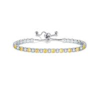 JO WISDOM Tennis Bracelets for Women 4mm Cubic Zirconia Two Color Birthstone Adjustable Slider Bracelets Tennis Bracelet Fashion Jewelry Birthday Gifts for Women, Brass, Cubic Zirconia