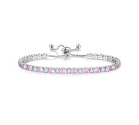 JO WISDOM Tennis Bracelets for Women 4mm Cubic Zirconia Two Color Birthstone Adjustable Slider Bracelets Tennis Bracelet Fashion Jewelry Birthday Gifts for Women, Brass, Cubic Zirconia
