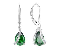 JO WISDOM Women 925 Sterling Silver 7 * 10mm Birthstone Teardrop Dangle Drop Earrings Cubic Zirconia Jewellery for Women