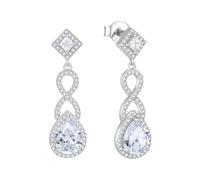 JO WISDOM Women 925 Sterling Silver Infinity Teardrop Dangle Drop Earrings Cubic Zirconia April Birthstone Jewellery for Women