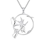 JO WISDOM Women 925 Sterling Silver Witch Pendant Necklace