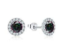 JO WISDOM Women Earrings,925 Sterling Silver 3A Zirconia Rainbow Mystic Topaz Color Stud Earrings with White Gold Plated,Jewellery for Women