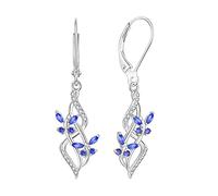 JO WISDOM Women Infinity Earrings,925 Sterling Silver Butterfly Leverback Dangle & Drop Earrings with 3A Cubic Zirconia September Birthstone Sapphire Color Jewelry