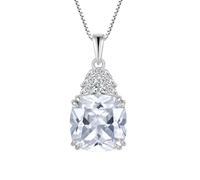 JO WISDOM Women Necklace 925 Sterling Silver Cushion cut April Birthstone Cubic Zirconia Pendant with Chain Jewellery for Women