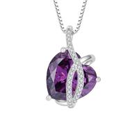 JO WISDOM Women Necklace,925 Sterling Silver Heart Pendant Necklace 3A Cubic Zirconia February Birthstone Amethyst Color for Women Mother Wife Her