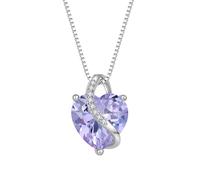 JO WISDOM Women Necklace,925 Sterling Silver Heart Pendant Necklace with 3A Cubic Zirconia June Birthstone Alexandrite Color