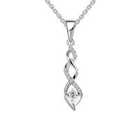 JO WISDOM Women Necklace,925 Sterling Silver Infinity Pendant Necklace with 3A Cubic Zirconia October Birthstone Tourmaline Color,Jewelry for Women