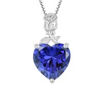 JO WISDOM Women Necklace,925 Sterling Silver Rose Heart Pendant Necklace 3A Cubic Zirconia December Birthstone Tanzanite Color for Women Mother Wife Her