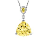 JO WISDOM Women Necklace 925 Sterling Silver Trilliant cut November Birthstone Citrine Color Yellow Cubic Zirconia Pendant with Chain Jewellery for Women
