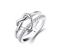 JO WISDOM Women Ring,925 Sterling Silver Infinity Heart Wide Promise Ring,Jewellery for Women