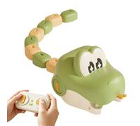 JOAASU 1 Pack Remote Control Snake Game with 8 Pcs Car Blocks, Magnetic Greedy Snake Toy Eating Itself with Lights & Sounds, Rechargeable, Interactive Snake Toy Eating Itself