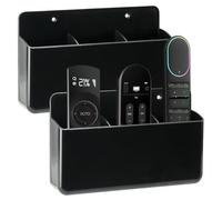 JOAASU 2 Pack Remote Control Holder Wall Mounted, 3 Slot TV Remote Holder, TV Controller Holder, Remotes Control Storage, Wall Pen Holder Stroage for Home Office School (Black)