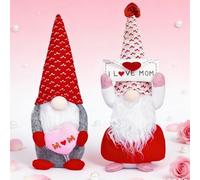 JOAASU 2 Pcs Mother's Day Gonk Decorations, Gonks Faceless Dwarf Doll, Mother's Day Gnomes Decoration, Handmade Plush Doll Scandinavian Tomte, Home Decor Ornament & Gift for Mother Grandma (Red)