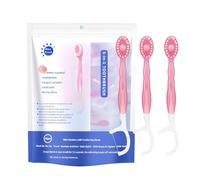 JOAASU 26 Packs 5 in 1 Mini Toothbrush & Floss & Tongue Scraper & Toothpick Set, Mini Burst Toothbrush, Disposable Mini Toothbrushes, Portable Pre-Pasted Travel Set, Peach Flavor for Travel Gathering