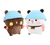 JOAASU 2Pcs Dudu Plush, Dudu Plush Toy, Dudu Panda Bear Figure Toys, White Bear and Brown Bear Plush, Cartoon Stuffed Animals Toy for Birthday Party Gifts for Boys and Girls, 20cm