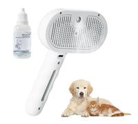 JOAASU 3 in 1 Pet Grooming Brush, Magic Wand for Pet Hair with Steam and Spray, Self Cleaning Slicker Brush, Rechargeable, with Essence, Cat Brushes for Long haired Cats Dogs (White)
