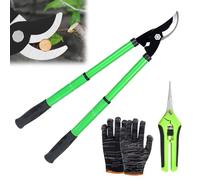 JOAASU 3 Pcs Telescopic Bypass Loppers, 43-60cm Tree Loppers, Lopper for Gardening Heavy Duty, Branch Cutters with Spring Pruning Shears and Gloves, Extendable Garden Lopper for Pruning Fresh Branches